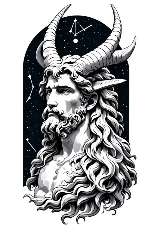 Zeus God Symbol With Capricorn Constellation