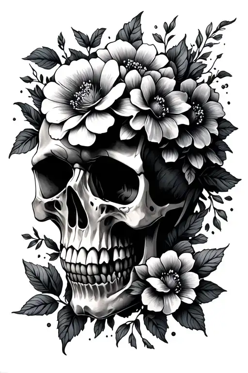 Skull With Flowers