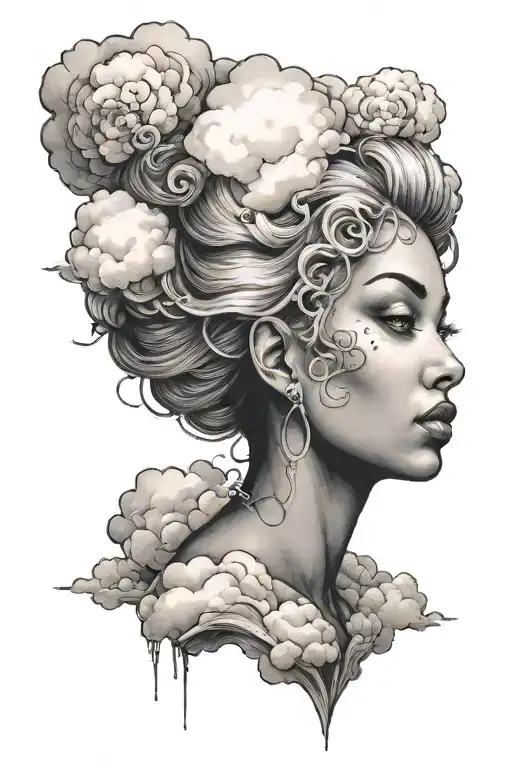 Black Lady Head In The Clouds