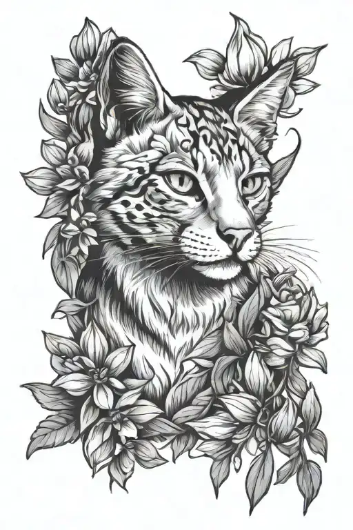 Lupine Flower And Cat