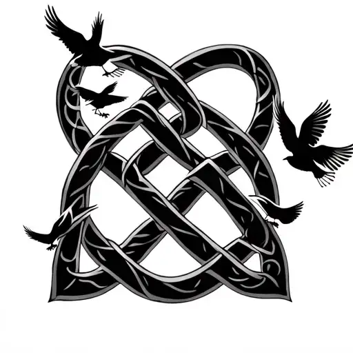 Celtic Knot Symbol Family With Birds Flying