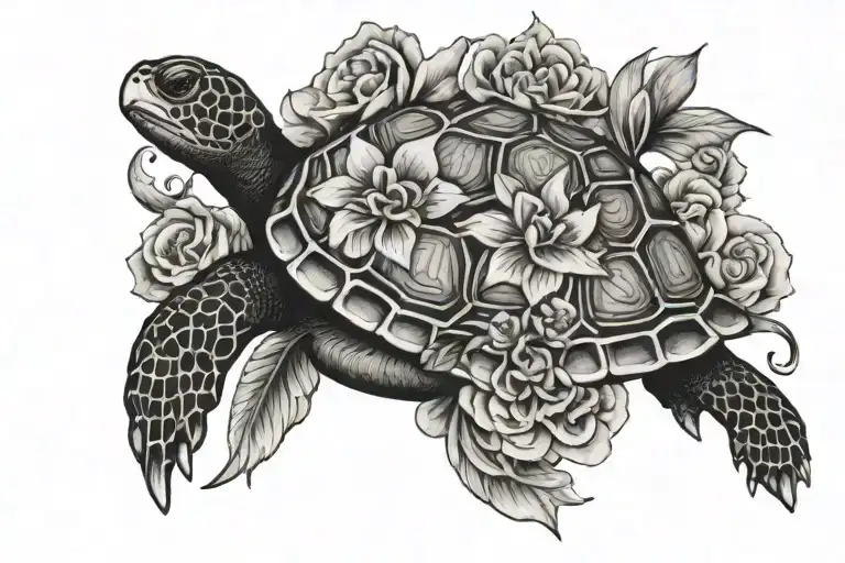 Flower Turtle With Letter M