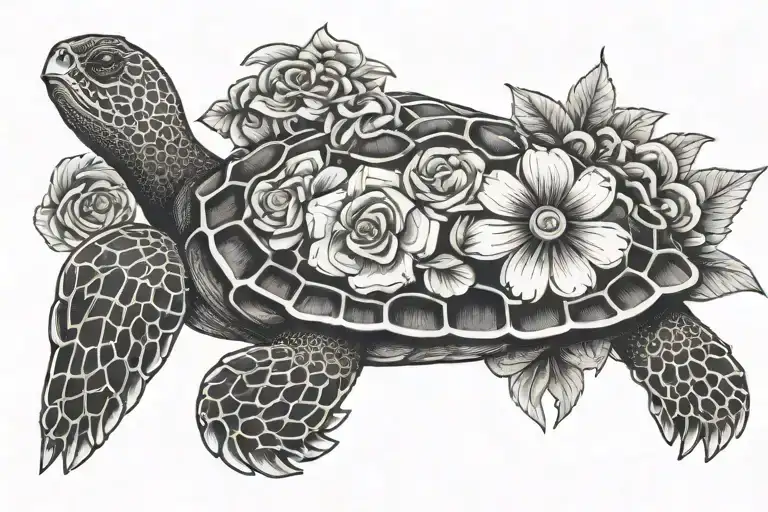 Flower Turtle With Sister Symbol