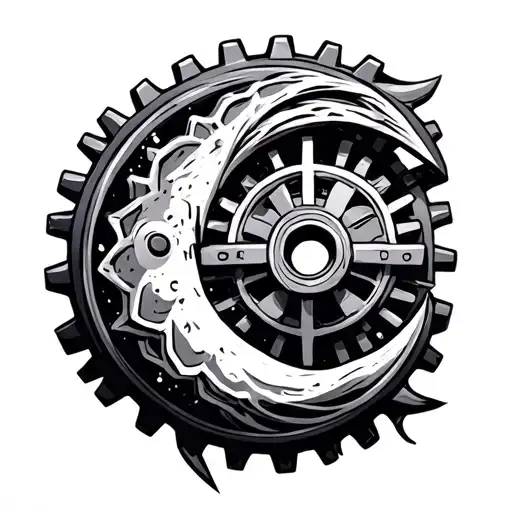 Crescent Moon And Gears