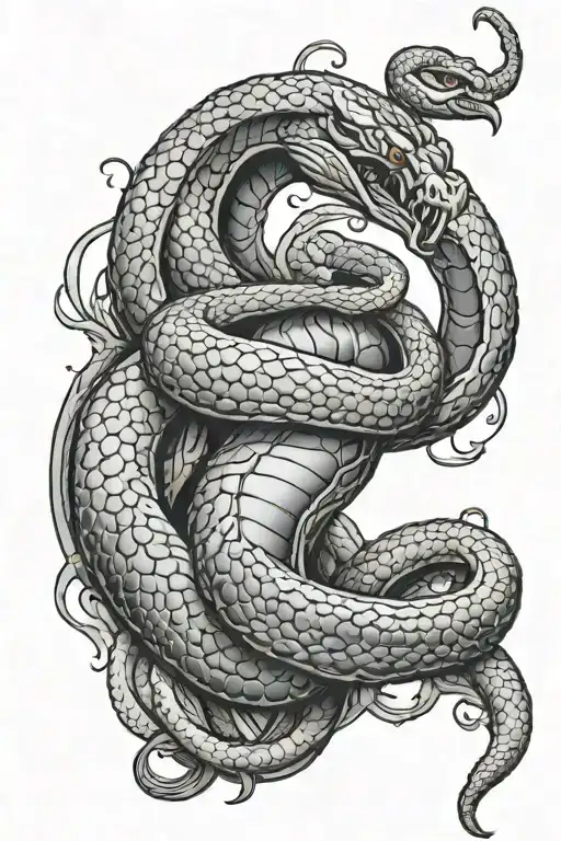 Snake Coiled Around A Beating Human Heart With It's Fangs Sunk Into The Heart Squeezing Art