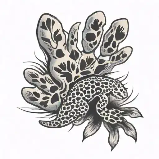 Dog Paw Print And A Gekko