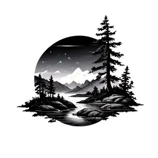 Nature Landscape Tattoo Featuring