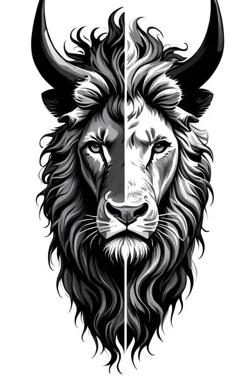 Half Lion Half Bull Head