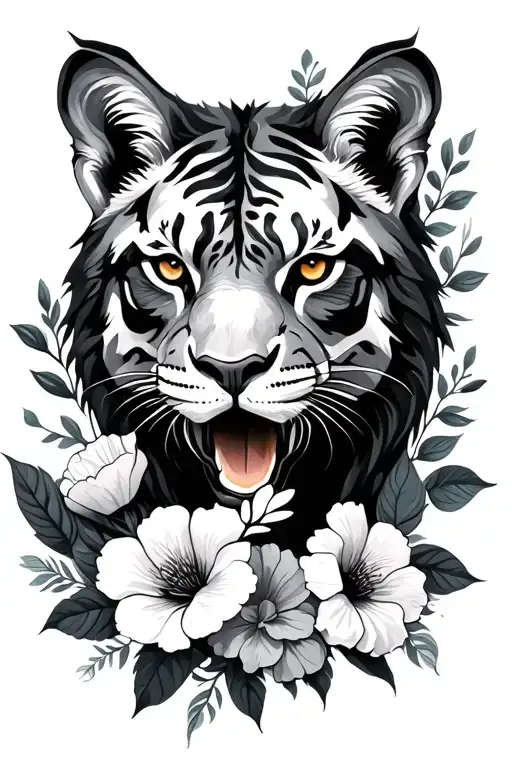 Floral With Fierce Animal
