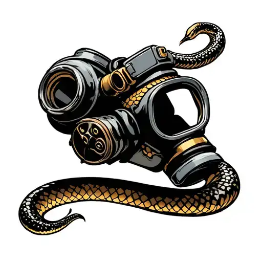 Australian Firefighting Breathing Apparatus Mask With A Snake Coming Out Of The Demand Valve