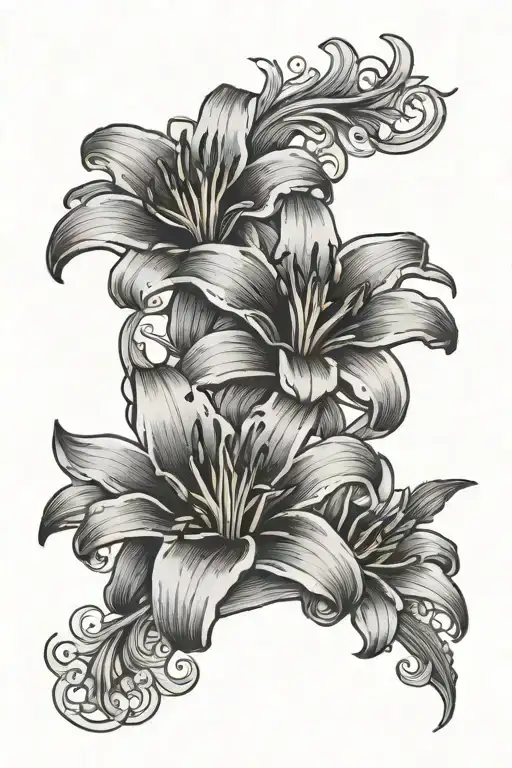 Asian Lily And Asian Clouds Surrounding