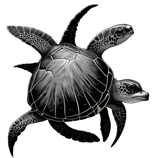 Manta Turtle And Dolphin Line