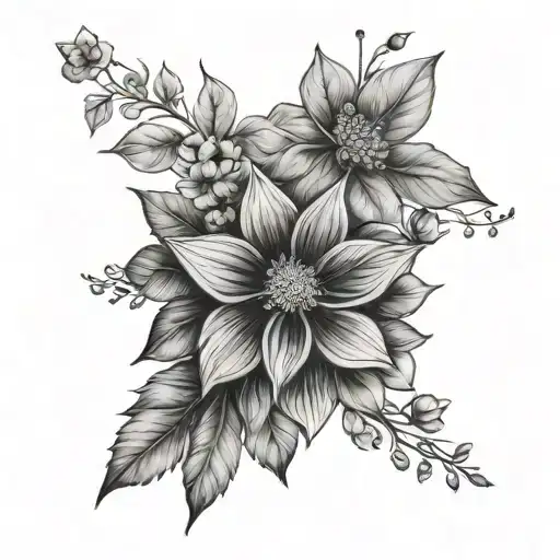 Feminine Tattoo Flowers Poinsettia Daisy Rose And Ester