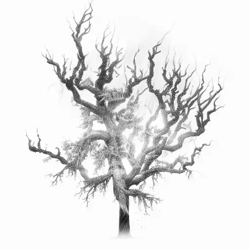 Dark Dead Trees With Lightning