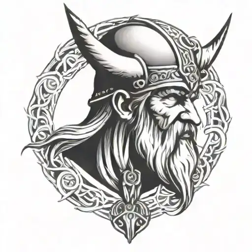 Neo Trad Odin Viking Tattoo Portrait