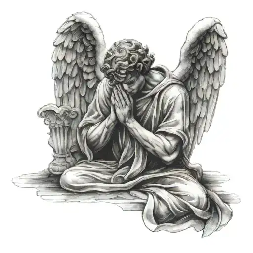 Angel Praying With Roman Numbers