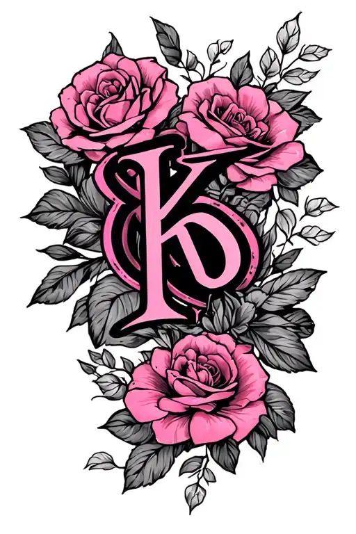 Pink On The Back Of The Arm With The Initial K And B