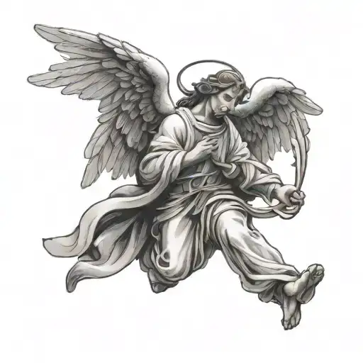 Angel Praying Flying With Roman Numbers