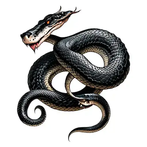 Goro Majima Style Hanya Tattoo With Snake