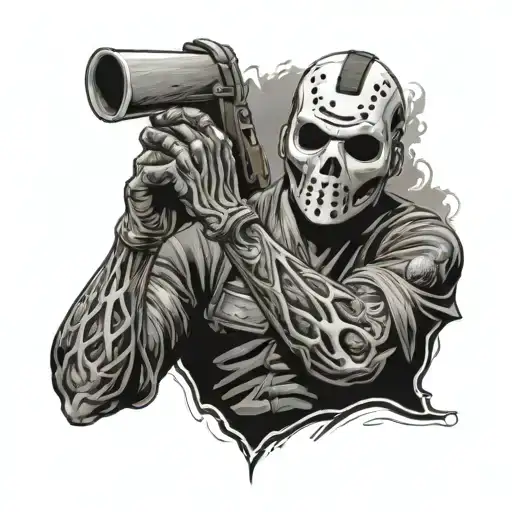 Jason Voorhees Holding Cigar Smoking Skeleton Man