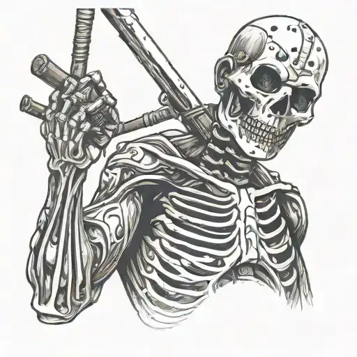 Jason Voorhees Holding Cigar Smoking Skeleton Man Wearing
