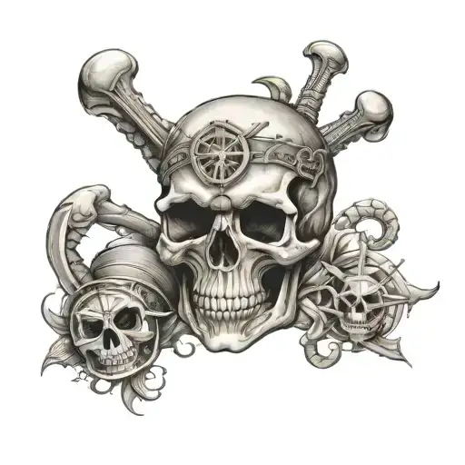 Skull With Nautical Background