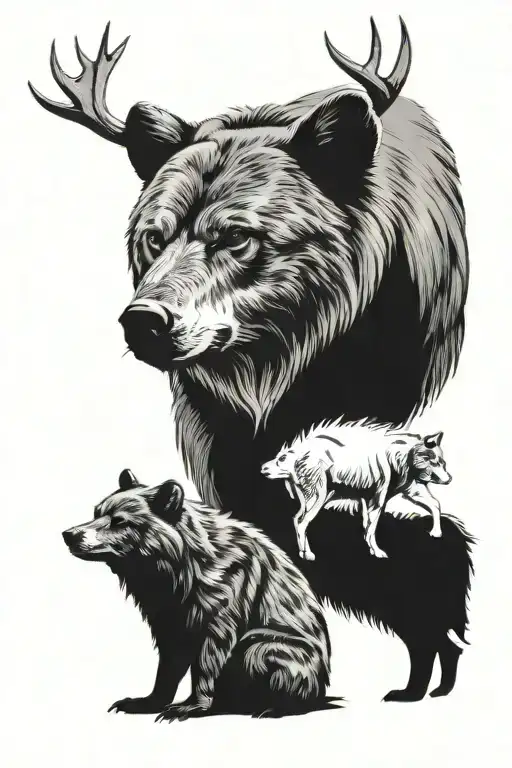 Bear Wolf And Deer