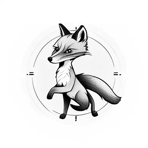 Fox Running With Grace On A Clock