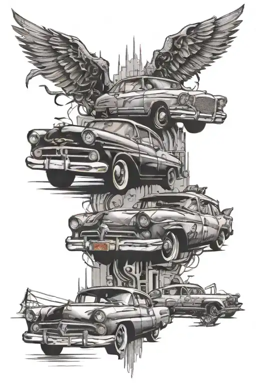 Cars Girls World Travel Tattoo Design