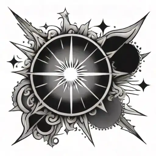 Sun Rays And Stars Armband Tatoo Design
