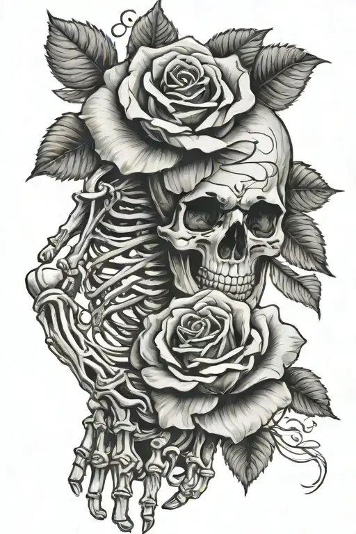 Skeleton Hand With Rose And Name Incorporated