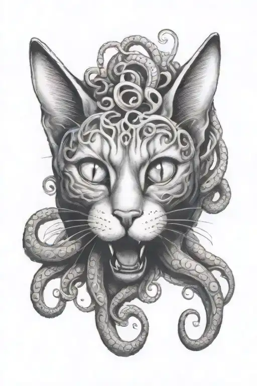 Head Of A Cat With Very Long Tentacles