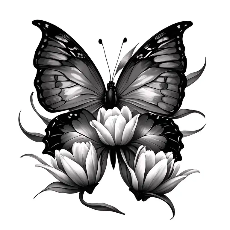 Butterfly With Tulips