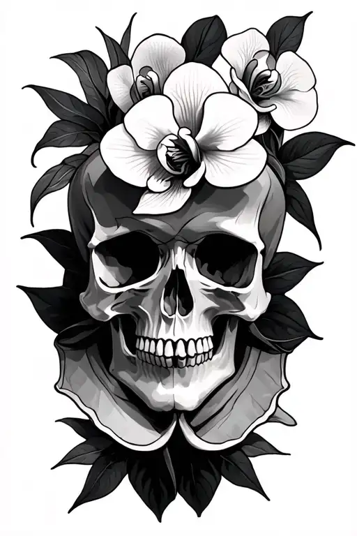 2 Skulls And Orchids