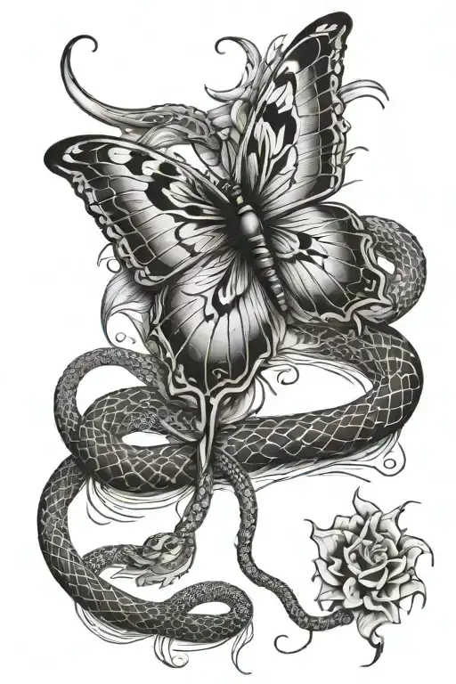 Butter Fly And Snake Wrapped