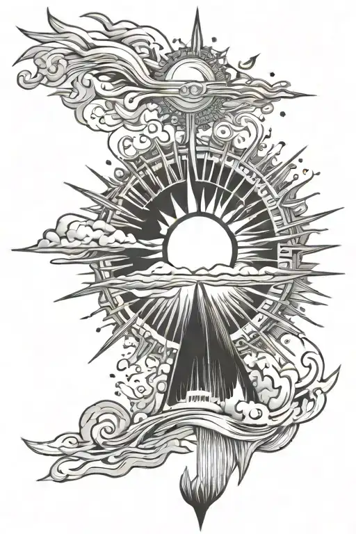 Sun Asymmetrical Tattoo Of Adventure