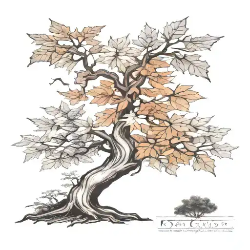 Maple Tree Tattoo Wide Stump