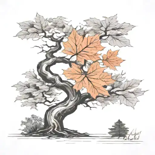 Maple Tree Tattoo Wide Stump No Color