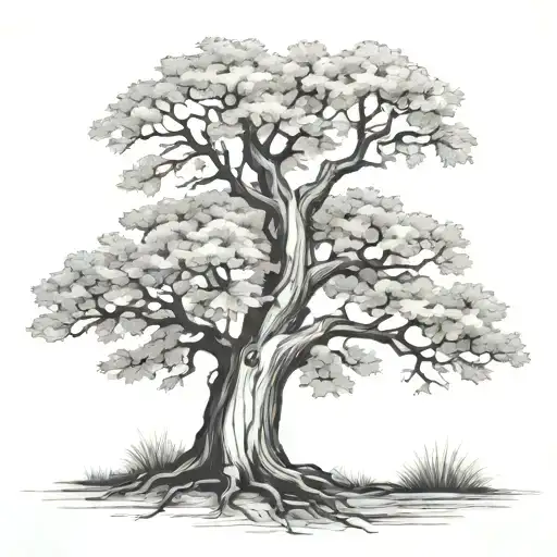Maple Tree Tattoo Wide Stump No Color