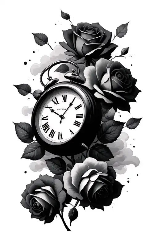 Clouds Around The Clock With Roses