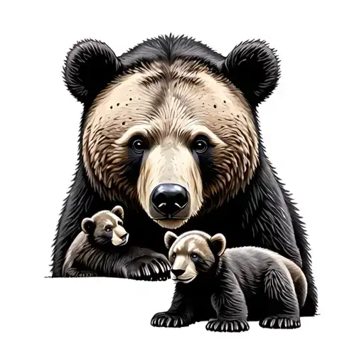Bear With Cubs