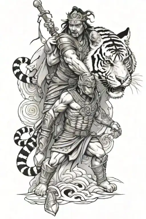 Warrior And A Tiger