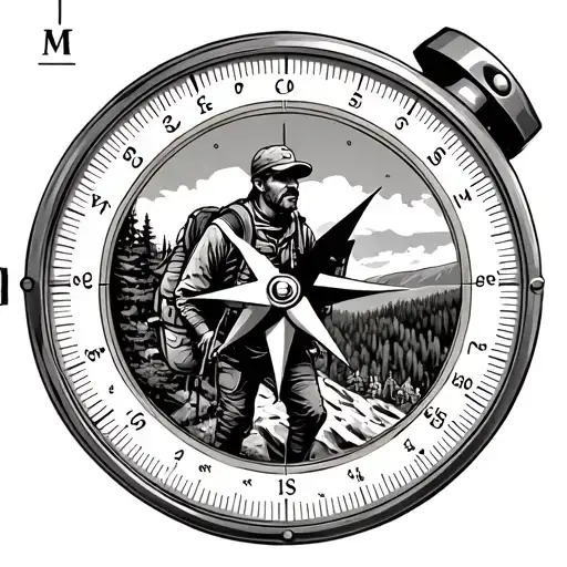 Open Compass With Picture Of Hiker
