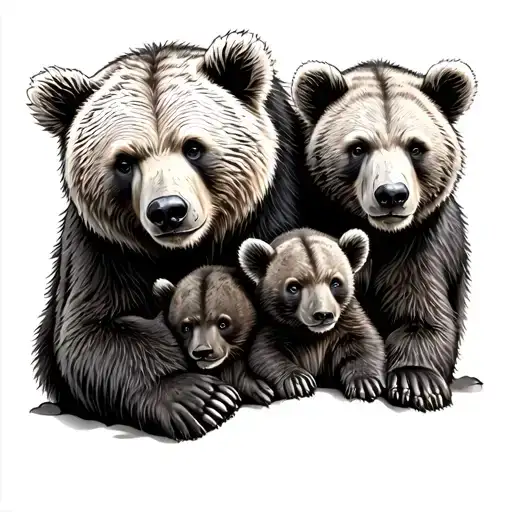 Bear With Cubs