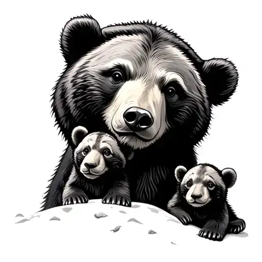 Bear With Cubs