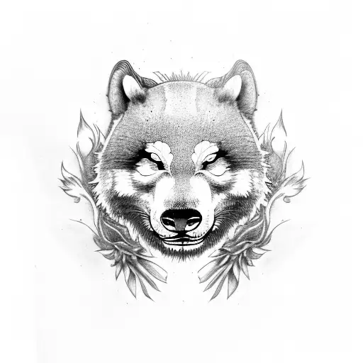 Koi Fish Panda And Wolf In Armony