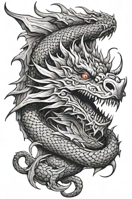 Dragon With Big Detailed Head And A Twisting Body