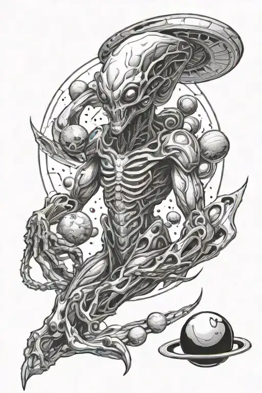 Alien Surrounded But Planets And Starts