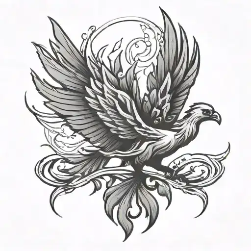 Minimalizm The Phoenix Symbol And Mountain Peaks Symbolizing