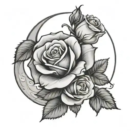 Moon And Roses Growing